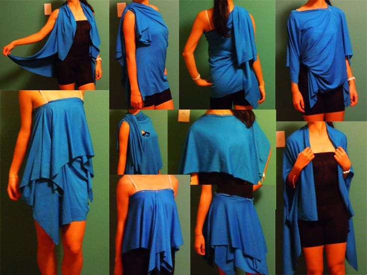 a collage of photos showing the different ways to wear a blue top and shorts