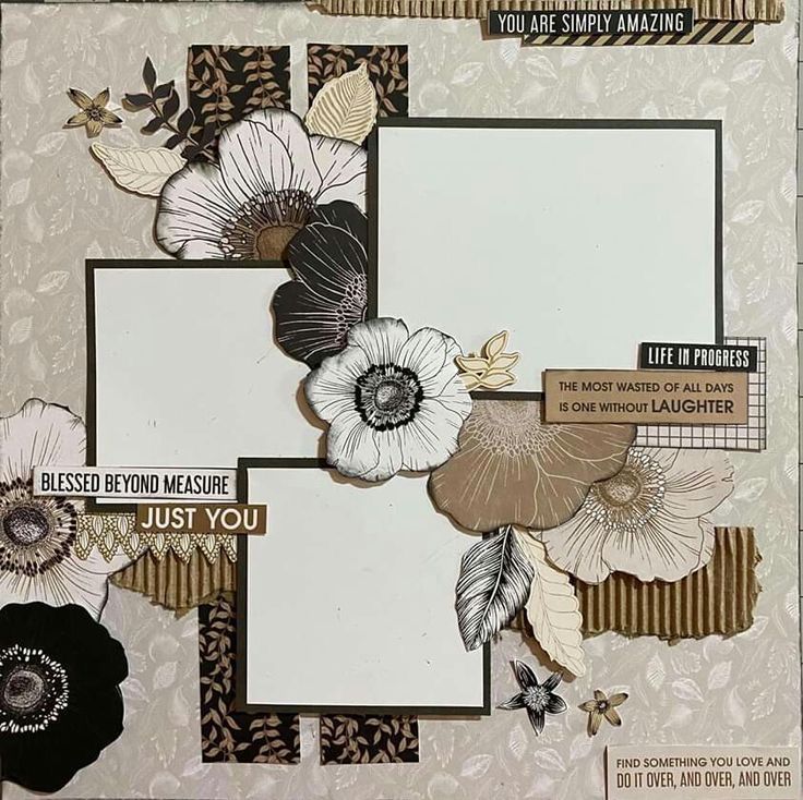 a scrapbook page with flowers and words on it