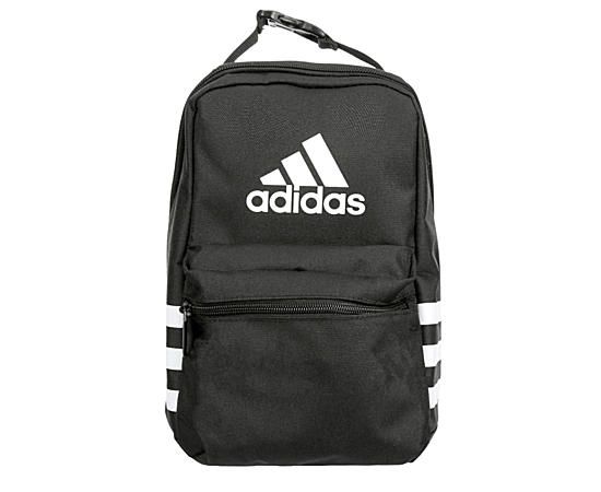 adidas Santiago 3 Boys'/Girls' Lunch Bag Meal time or a sneak snack attack is made better by the Santiago 3 lunch Bag from adidas. Made with 100% polyester featuring insulation to control food temperature and a front pocket for snacks, this lunch Bag easily wipes clean. The mesh back pocket provides extra space, while the clip lock conveniently attaches to their BackPack. Synthetic material Zip closure Insulated Zip front pocket Expandable back pocket Clip lock handle Sporty Adidas Bag With Logo, Adidas Sports Bags With Logo, Adidas Logo Backpack For Streetwear, Adidas Backpack With Logo For Streetwear, Sporty Adidas Logo Backpack For Streetwear, Black Adidas Bag With Logo, Adidas Gym Bag With Logo, Sporty Adidas Logo Bags For Back To School, Adidas Logo Backpack For Outdoor Activities