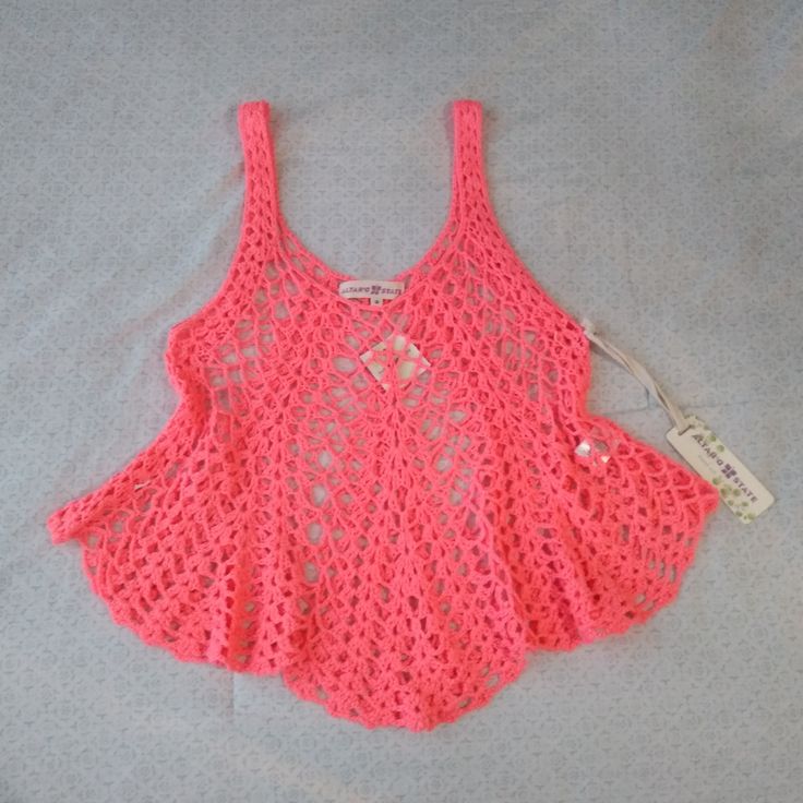 *Size Small *New With Tags *Color Is Peach Neon *Sleeveless Tags: Altar'd State,Swimsuit Cover, Bathing Suit Cover, Beach, Swim, Vacation, Tropical, Pool, Swimming, Swimming Pool E Sleeveless Crochet Beachwear Tops, Sleeveless Crochet Lace Top For Beach Season, Fitted Open Knit Crochet Top For Summer, Fitted Beach Tank Top With Crochet Trim, Fitted Crochet Beach Tank Top, Summer Stretch Crochet Top For Beach Season, Fitted Crochet Tank Top For Beach, Pink Fitted Tank Top For Beachwear, Fitted Crochet Trim Tank Top For Beach