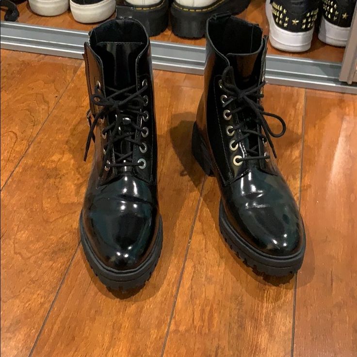 Worn Once, Perfect Condition Shiny Boots. Size 9 Shiny Boots, Kendall Kylie, Kendall + Kylie, Moto Boots, Winter Boot, Combat Boots, Women Shoes, Boots, Women Shopping