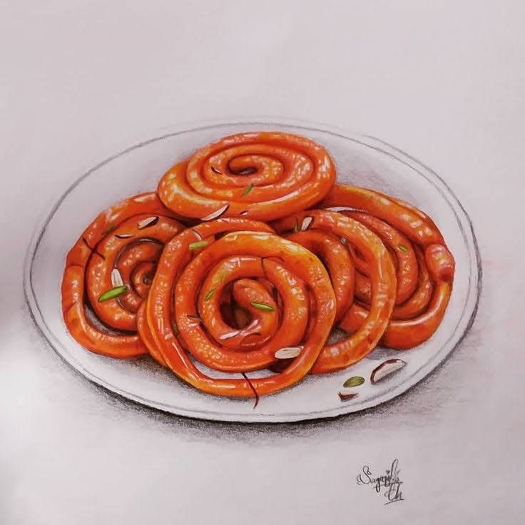 a drawing of some hot dogs on a plate