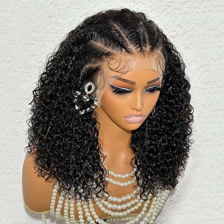 I just added a new item to eBay, Human Hair Wigs Pre-Braided Full HD Lace Front Curly Bob Women Wig UK! #eBay #eBaySeller Curly Lace Front Wigs Hairstyles With Braids, Half Wig Half Braids, 2 Braids Lace Front Wigs, Short Curly Wig Styles, Braided Wigs Styles, Braids With Curly Hair In The Back, Braided Front Curly Back, Short Curly Wig Hairstyles, Braids In Front Curly Hair In Back