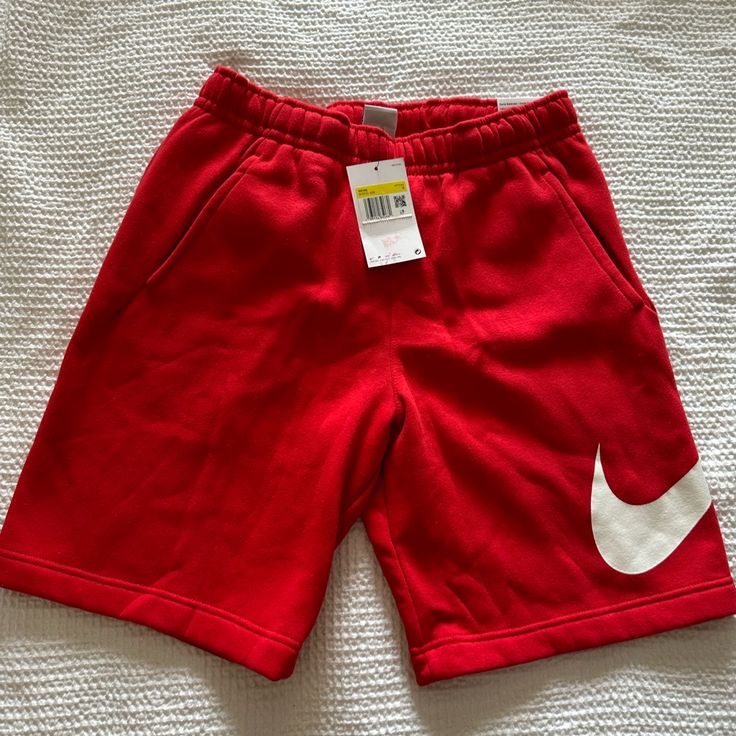 Mens Nike Shorts. Never Worn With Tags Casual University Red Bottoms With Pockets, Casual Bottoms With Pockets In University Red, Red Sports Bottoms For Spring, Casual University Red Bottoms In Short Length, Casual University Red Short Bottoms, Casual University Red Short-length Bottoms, Casual University Red Shorts, Nike Red Bottoms For Spring, Casual Red Athletic Shorts With Pockets