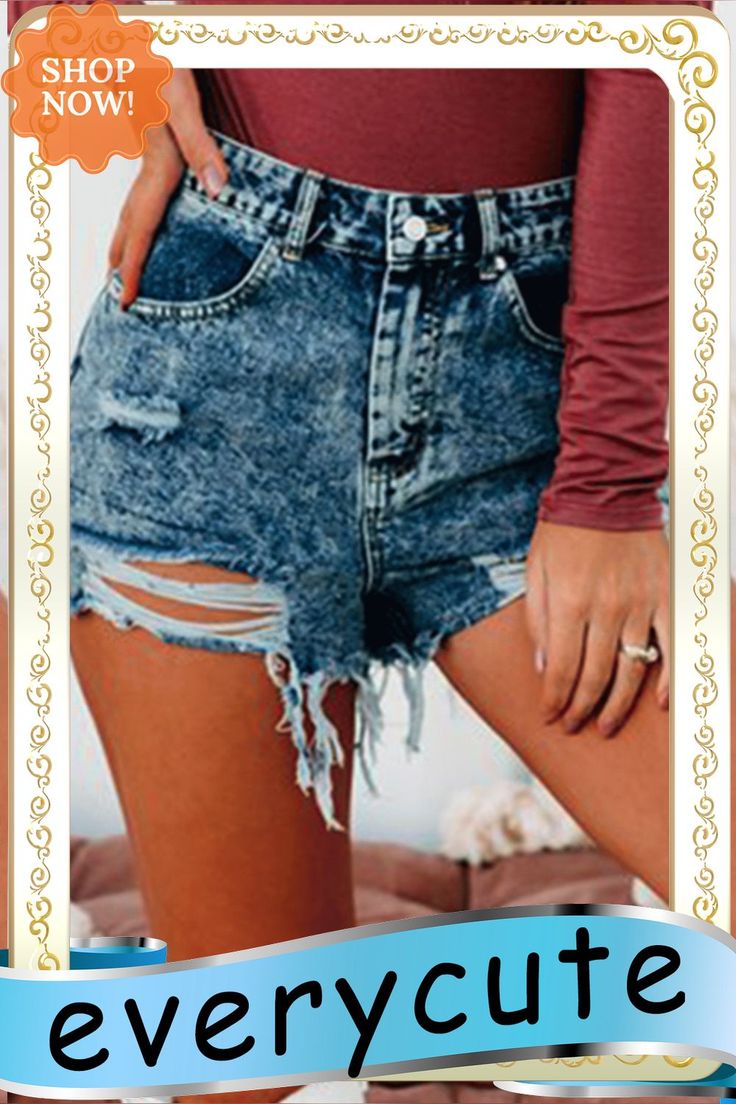 Sky Blue Frayed High Waist Denim Shorts Trendy Denim Blue Jean Shorts For Fall, Casual Denim Jean Shorts For Fall, Medium Wash Denim Jean Shorts For Fall, Fall Medium Wash Denim Jean Shorts, High Waist Denim Jean Shorts For Fall, Trendy Dark Wash Jean Shorts For Spring, Dark Wash Shorts With Pockets For Fall, Fall Distressed Denim Jean Shorts, Summer Ripped Dark Wash Jean Shorts