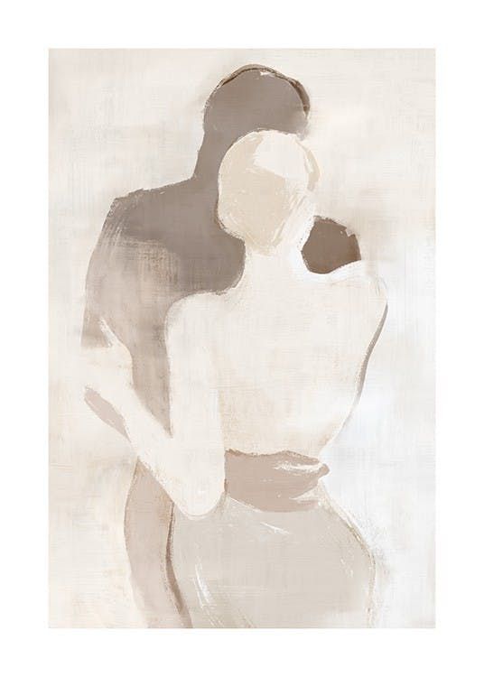 an abstract painting of a nude woman with her back turned to the camera, in grey and white