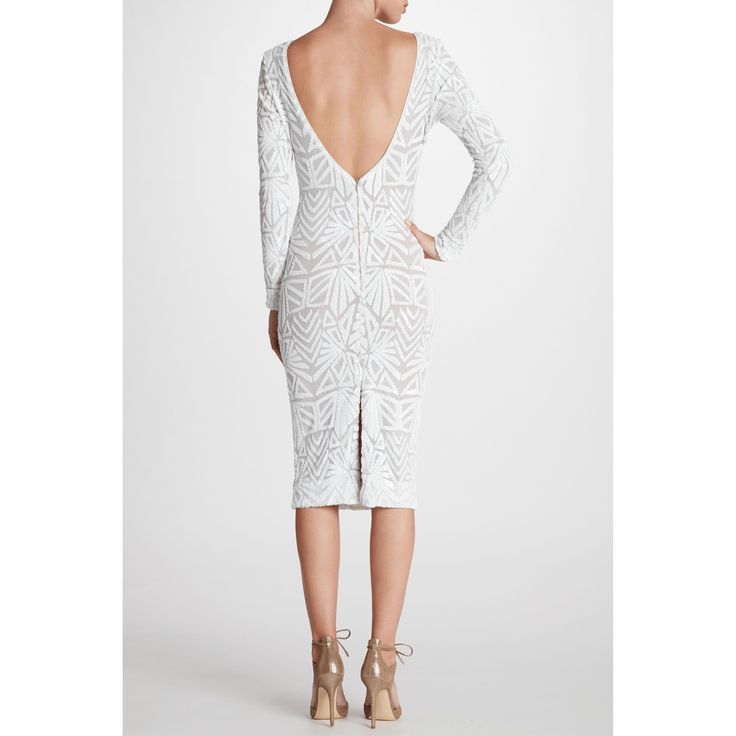 Glitzy allover sequins and an Art Deco inspired pattern bring the glam factor to the Emery dress in White Nude. The iconic boatneck neckline, V-back, and midi length of this dress give you a sophisticated silhouette. Long Sleeve Sequin Midi Cocktail Dress, Fitted Sequined Knee-length Midi Dress, Cocktail Midi Dress With Sequins And Long Sleeves, Elegant Spring Midi Dress With Sequins, Elegant Knee-length Sequin Dress For Spring, Spring Event Dresses With Long Sleeves, Sequined Knee-length Midi Dress For Spring, Fitted Sequin Midi Dress, Elegant Spring Sequin Bodycon Dress