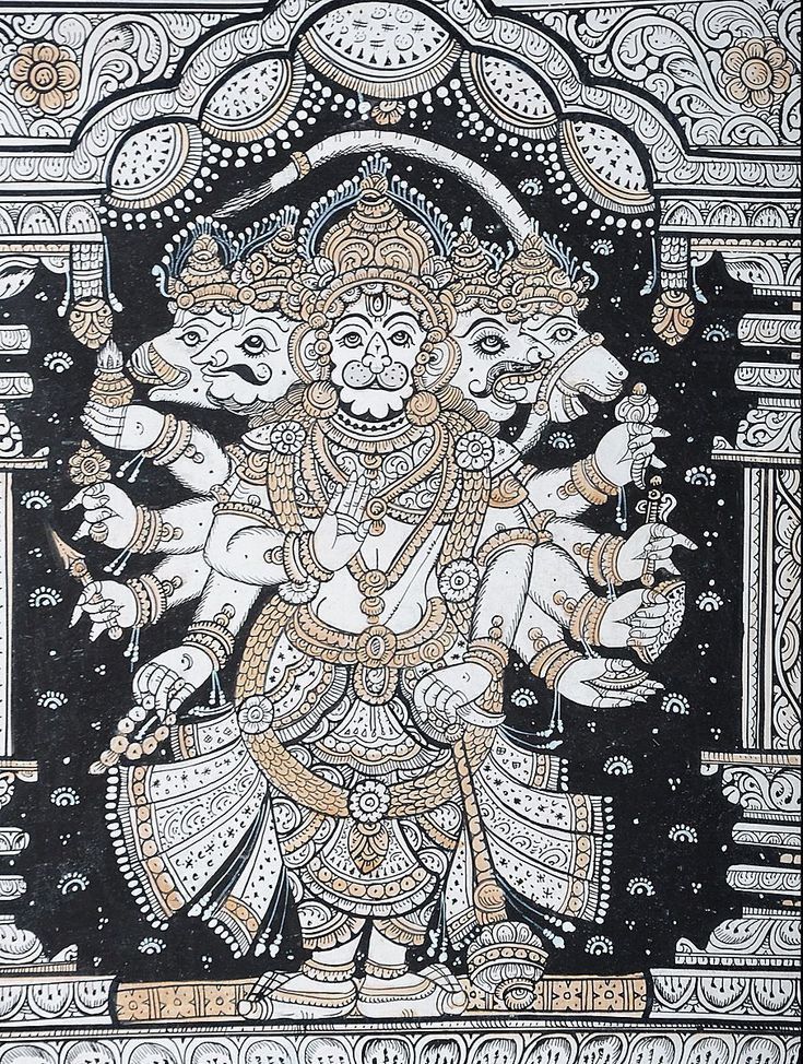 an intricately decorated painting depicting the hindu god