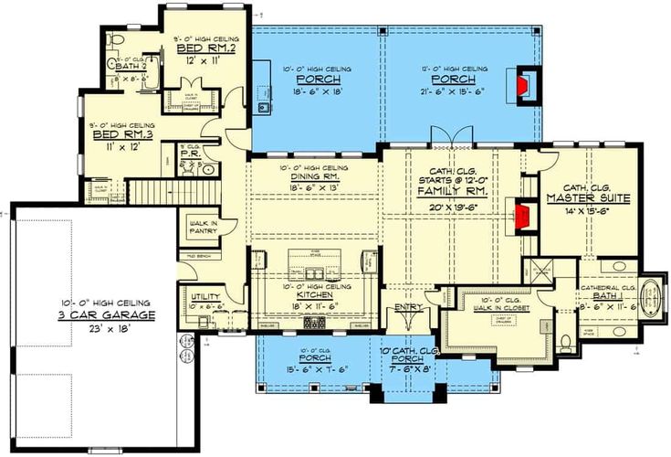 the first floor plan for this house shows the living room and dining area, as well as