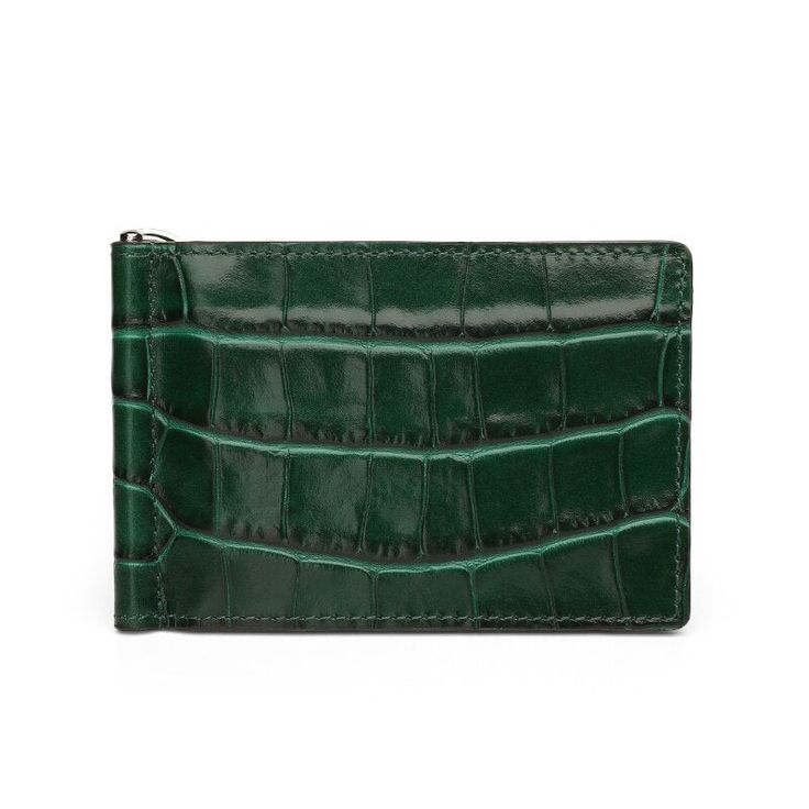 Crocodile Leather Money Clip WalletCrocodile Green Leather Money Clip Wallet By Gentcreate Luxury Bifold Coin Purse With Coin Pocket, Elegant Green Bifold Card Holder, Luxury Green Leather Card Holder, Green Bifold Wallet For Formal Occasions, Luxury Green Wallets With Rfid Blocking, Luxury Green Wallet With Rfid Blocking, Green Leather Luxury Card Holder, Classic Green Wallet For Daily Use, Elegant Crocodile Pattern Card Holder