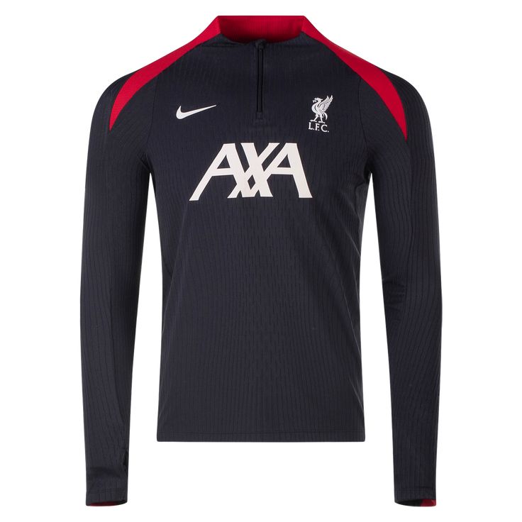 Nike Liverpool Long Sleeve ADV Training Top 24/25. Elite style and performance training top just like the pros wear. Advanced sweat-wicking technology in high-heat areas for cool comfort. - Lightweight, stretch fabric with a streamlined, tailored fit is ready to move. - 1/4 zip closure. - Hidden thumbholes keep sleeves secure. - Heat applied team details. Mesh inserts. Dri-FIT ADV technology wicks sweat. 91/9 Polyester/Spandex. Nike Dri-fit Functional Activewear, Nike Dri-fit Activewear For Sports Events, Breathable Dri-fit Sportswear Jersey, Nike Functional Breathable Tops, Functional Nike Breathable Tops, Functional Breathable Nike Tops, Nike Breathable Athletic Fit Tops, Fitted Sportswear Jersey For Training, Moisture-wicking Jersey For Training