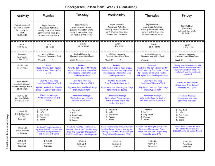 an image of a lesson timetable for students