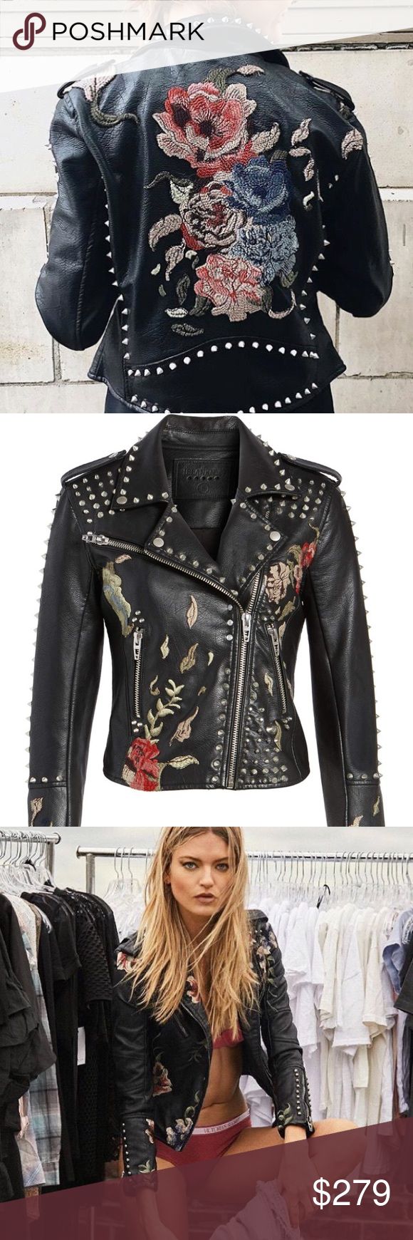 Blank NYC Leather Jacket with embroidery Beautiful gorgeous leather jacket from Blanc NY ! Only worn once! Like NEW! Blank NYC Jackets & Coats Blank Nyc Leather Jacket, Nyc Vegan, Jacket With Embroidery, Vegan Leather Jacket, Gorgeous Leather, Blank Nyc, Vegan Leather, Jackets & Coats, Like New