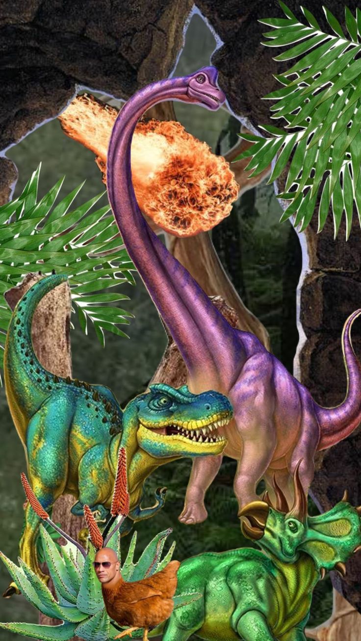 an image of dinosaurs in the jungle