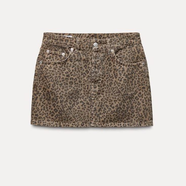 Zara Leopard Animal Print Denim Skirt I Cut Off The Tag But Have Not Worn Size Small Casual Zara Denim Skirt For Fall, Zara Denim Skirt For Fall, Zara Casual Denim Skirt For Fall, Casual Brown Zara Mini Skirt, Zara Brown Casual Mini Skirt, Zara Brown Mini Skirt For Spring, Cheetah Print Clothes, Zara Mini Skirt, Cheetah Skirt