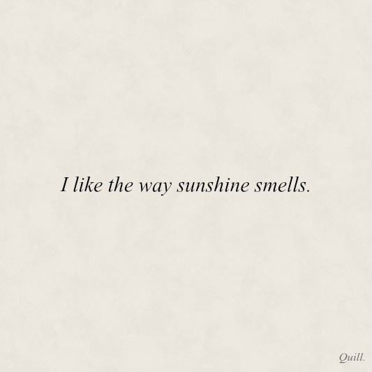 the words i like the way sunshine smells are written in black on a white background