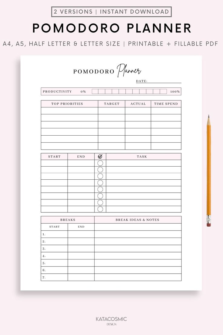 Simple Pomodoro Planner Printable | Study Session Planner | Productivity Planner | Time Tracker | A4, A5 & US Letter size | Instant Download Study Session Tracker, Pomodoro Tracker Printable, Project Planner Printable Free, Study Session Planner, Artist Planner, Work Tracker, Pomodoro Planner, Study Sessions Planner, Study Tracker