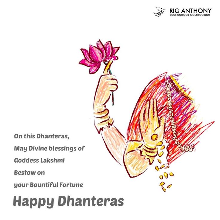 happy dhanteras greeting card with hand holding a flower and the words, on this day