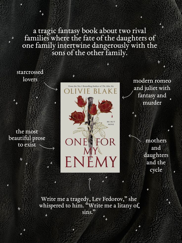 an advertisement for the book one for my enemy by olive blaie and written in english