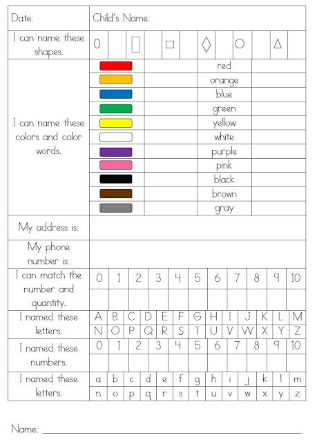 the color chart for children's names and numbers