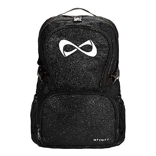 Nfinity Sparkle Backpack Girls Glitter Bookbag | Perfect Bag for Travel, School, Gym, Cheer Practices | 15” Laptop Compartment | Black with White Logo Infinity Cheer Backpack, Cheer Stuff To Buy, Cheer Gift Baskets, Cheer Bag Essentials, Cheer Essentials, Cheerleading Backpacks, Nfinity Backpack, Cheer Bags, Nfinity Cheer