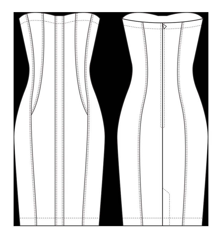 the front and back view of a dress pattern for a woman's bodysuit