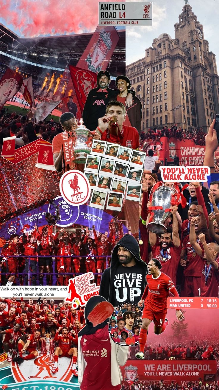 a collage of liverpool players and fans