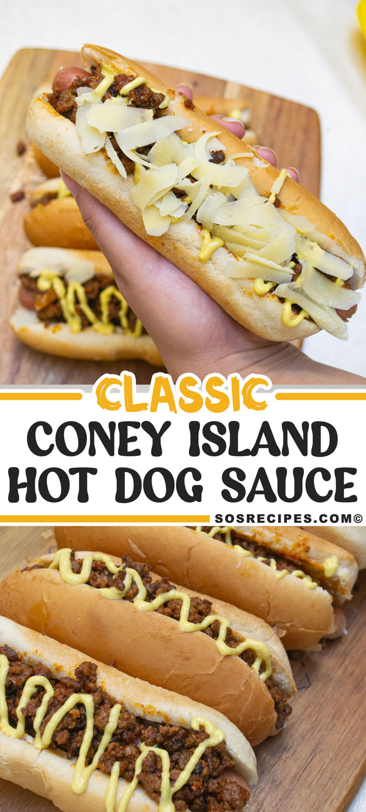 there are three hot dogs with condiments on them