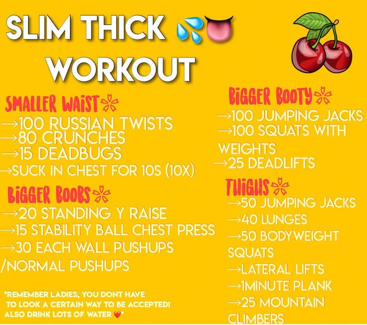 the slim thick workout plan is shown in red and yellow, with information about how to use