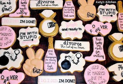 Divorce Cookies Decorated, Divorce Cookies Funny, Breakup Cookies, Divorce Party Ideas Decoration, Divorce Cookies, Divorce Celebration Ideas, Divorce Party Cake, Divorce Party Ideas, Divorced Party