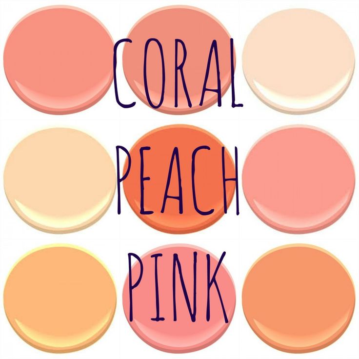 the words coral peach pink are in different colors