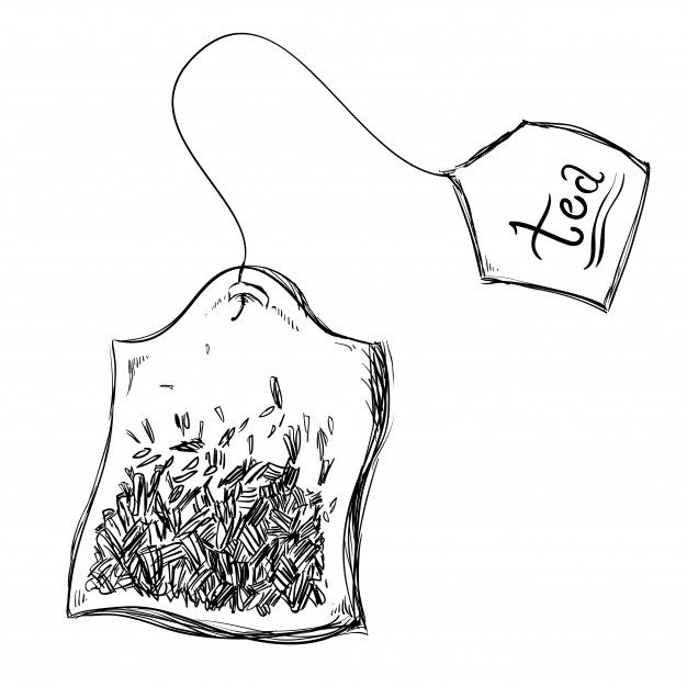 a drawing of a bottle with seaweed in it and a tag hanging from the top