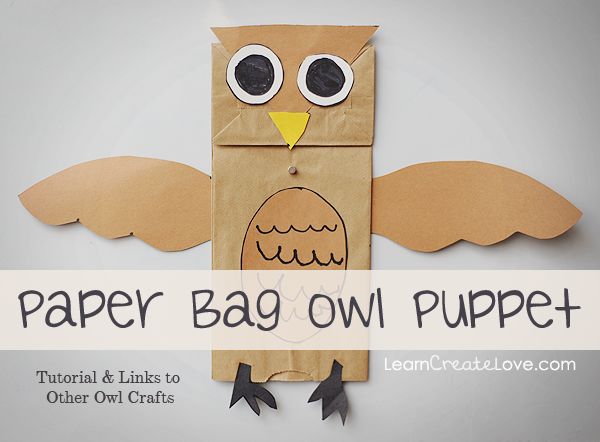 a paper bag owl puppet is shown with the words super bag owl puppets on it