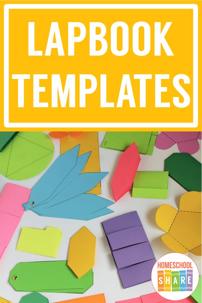 the book cover for lapbook templates by homeschool share with colorful paper cutouts