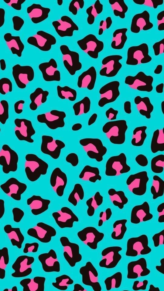 an animal print pattern with pink and black spots on a blue background stock photo - 1307982