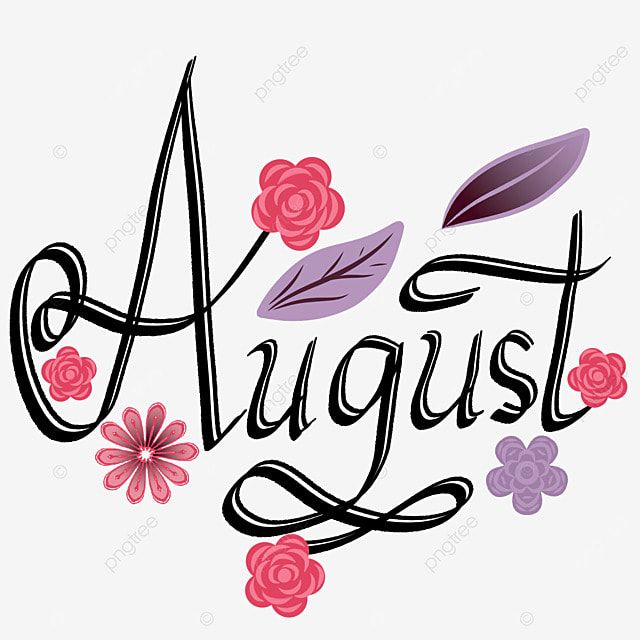 the word august written with flowers and leaves