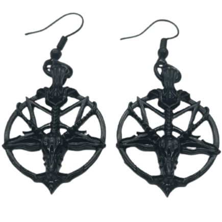 satanic-earrings Satanic Earrings, Satanic Goat Head, Earrings Trending, Sigil Of Baphomet, Satanic Goat, Neo Gothic, Goat Head, Earrings Punk, Cat Cosplay