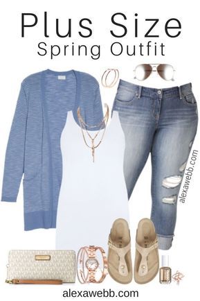 Plus Size Spring Cardigan Outfit - Plus Size Spring Casual Outfit - Plus Size Fashion for Women - alexawebb.com Spring Cardigan Outfit, Cardigan Outfit Spring, Spring Cardigan, Plus Size Summer Fashion, Alexa Webb, Plus Zise, Casual Chic Outfits, Outfit Cardigan, Spring Cardigans