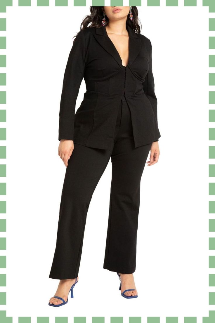 [Ad] 45 Best Black Woman Graduation Suit Recommendations To Save This Spring #blackwomangraduationsuit Plus Size Peacoat, Outfit Graduacion, Dressy Pant Suits, Corset Blazer, Plus Size Suits, Plus Size Corset, Dressy Pants, Plus Size Coats, Plus Size Designers