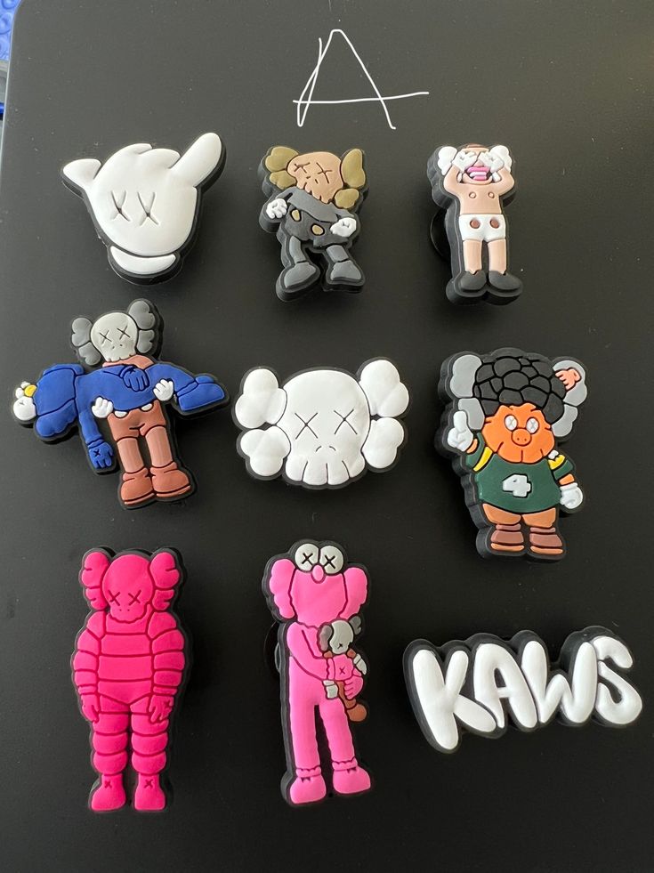 Buy more save more Kaws 9pk charms for crocs rubber material Lv Crocs Charms, Matching Crocs With Boyfriend Charms, Crocs Charms Chanel, Crocs Bad Bunny Charms, Jibits For Crocs Ideas, Jibits For Crocs, Jibbitz Crocs Ideas, Crocs With Charms, Bedazzled Shoes Diy