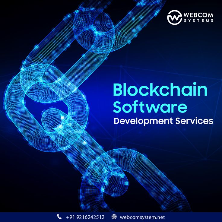 a blue background with the words blockchain software development services