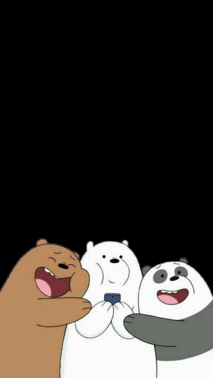 three cartoon bears standing next to each other in front of a black background with the caption