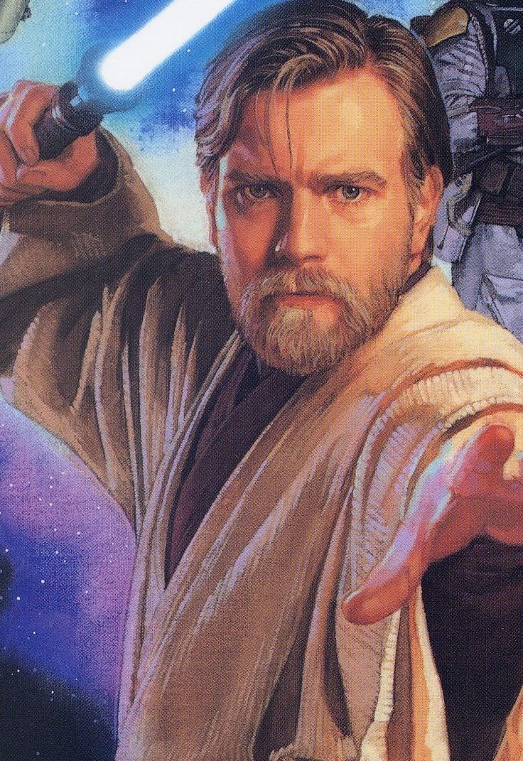 the star wars characters are depicted in this painting, and one is pointing at something