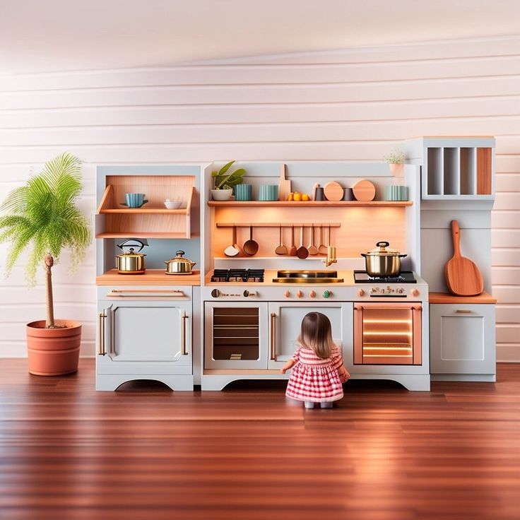 Artistic Masterpieces for Little Chefs at Home: Handcrafted Wooden Play Kitchens Enrich your child's imagination and invite them into the magical world of cooking with a piece of art... We go beyond the ordinary, creating handcrafted wooden play kitchens and complementary furniture pieces that are of the highest quality and boast unique designs. Our clientele consists of discerning individuals who demand nothing but the best, who do not compromise on luxury and quality. Our products not only foster creativity in children but also add an elegant touch to your home decor. Each item can be personalized to suit your and your child's taste, because we understand that you and your child deserve more than the ordinary.  We are here to make every corner of your home special. With custom combinatio Kids Kitchen Playroom, Diy Kids Play Kitchen, Kids Wooden Kitchen, Kitchen For Kids, Wooden Toy Kitchen, Wooden Play Kitchen, Play Kitchens, Kids Play Kitchen, Toy Rooms