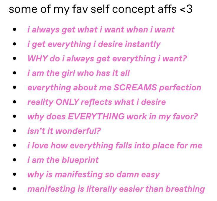 the words are written in pink and black on a white background, which reads some of my favself concept affs - 3