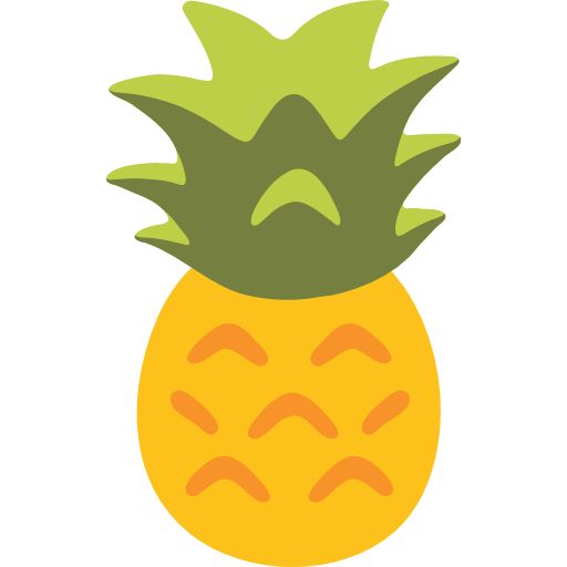 a yellow pineapple with green leaves on it