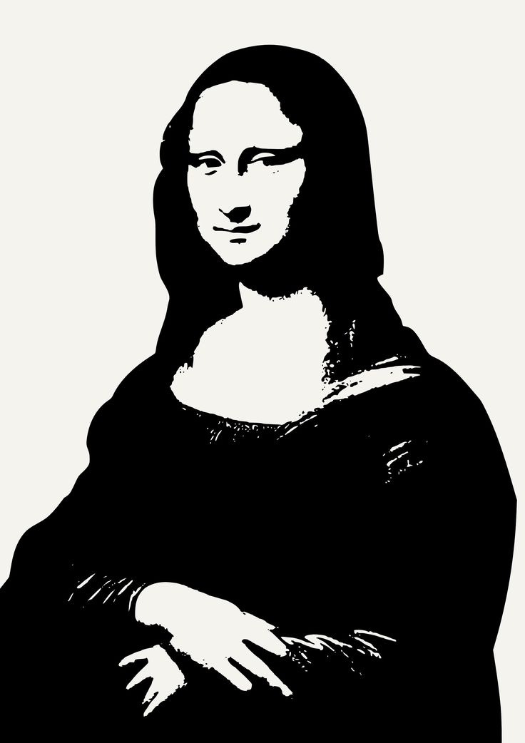 a black and white drawing of the monaine by an unknown person, with one hand on her chest