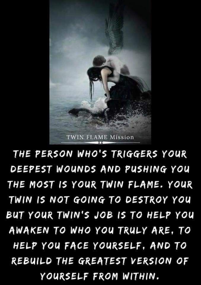 two people in the water with an angel above them and a poem below that reads,'the person who's triggerers your deepest wounds and pushing you