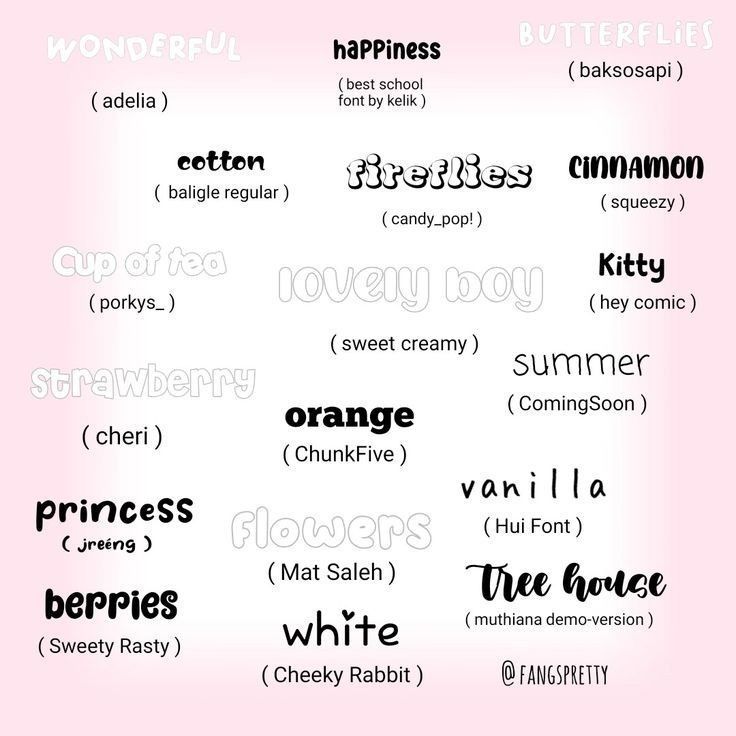 some type of words that are in different font styles and colors on a pink background