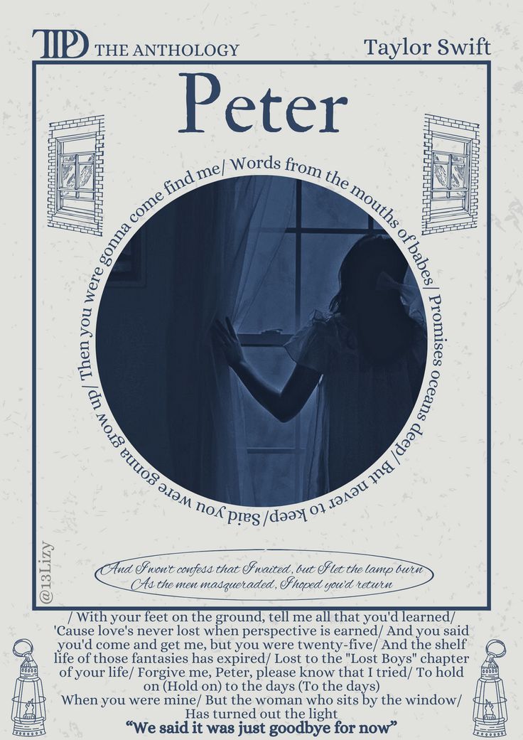 the poster for peter's play, which features an image of a woman standing in front of a window